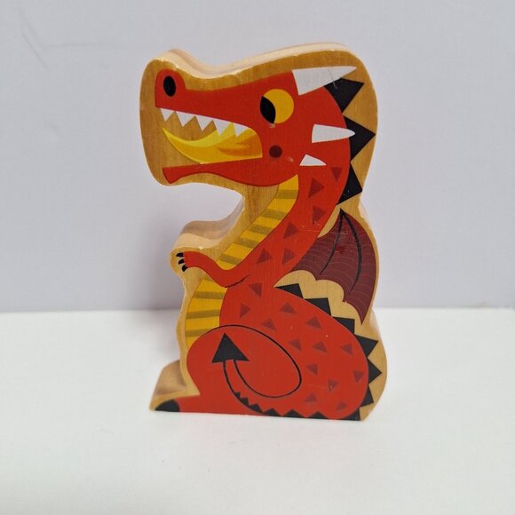 Wooden Dragon Alex Pretends Castle Figure Red Black Fire Breathing - Picture 3 of 7